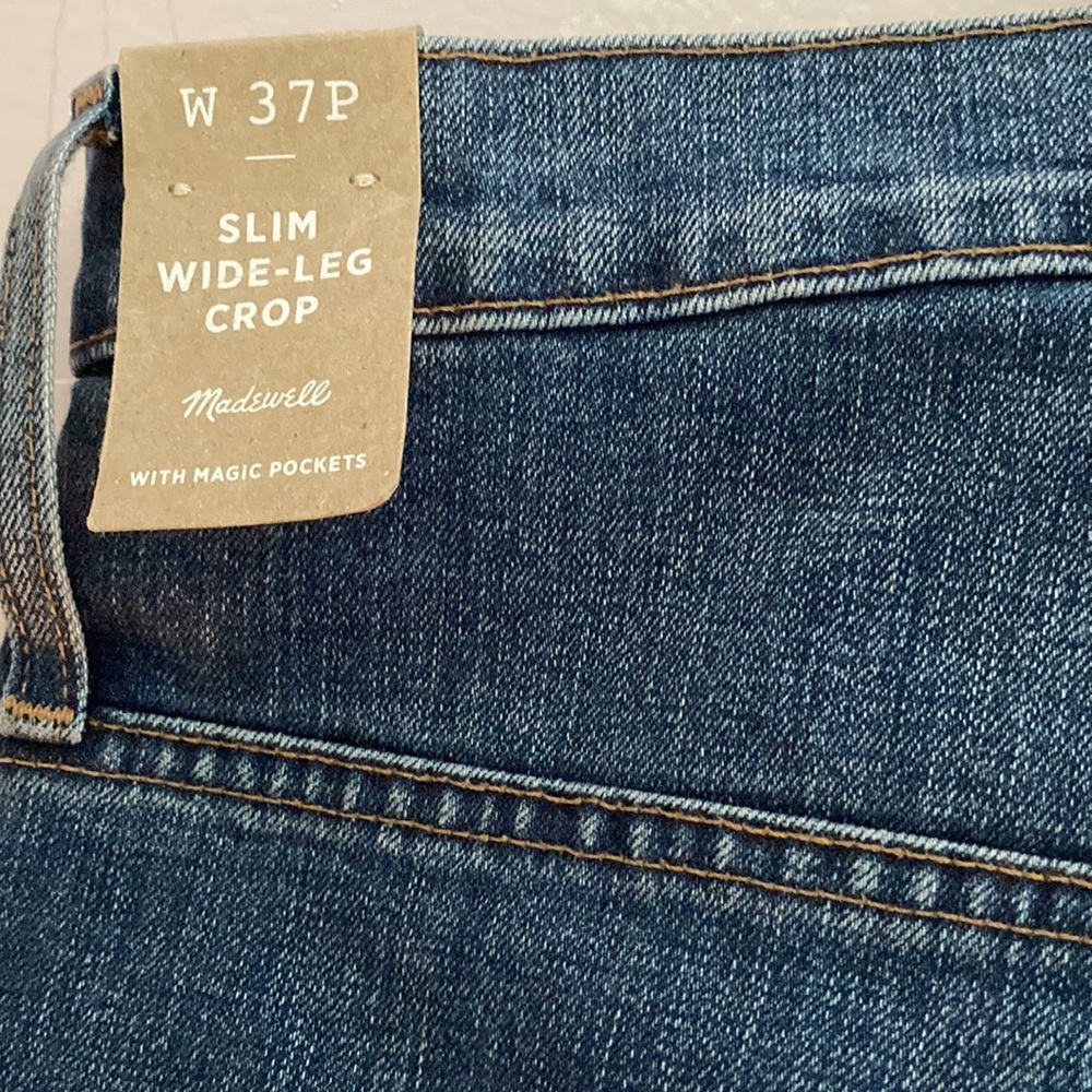 Madewell Slim Wide Leg Crop Jeans W 37P NWT Classic Stretch Raw Hem